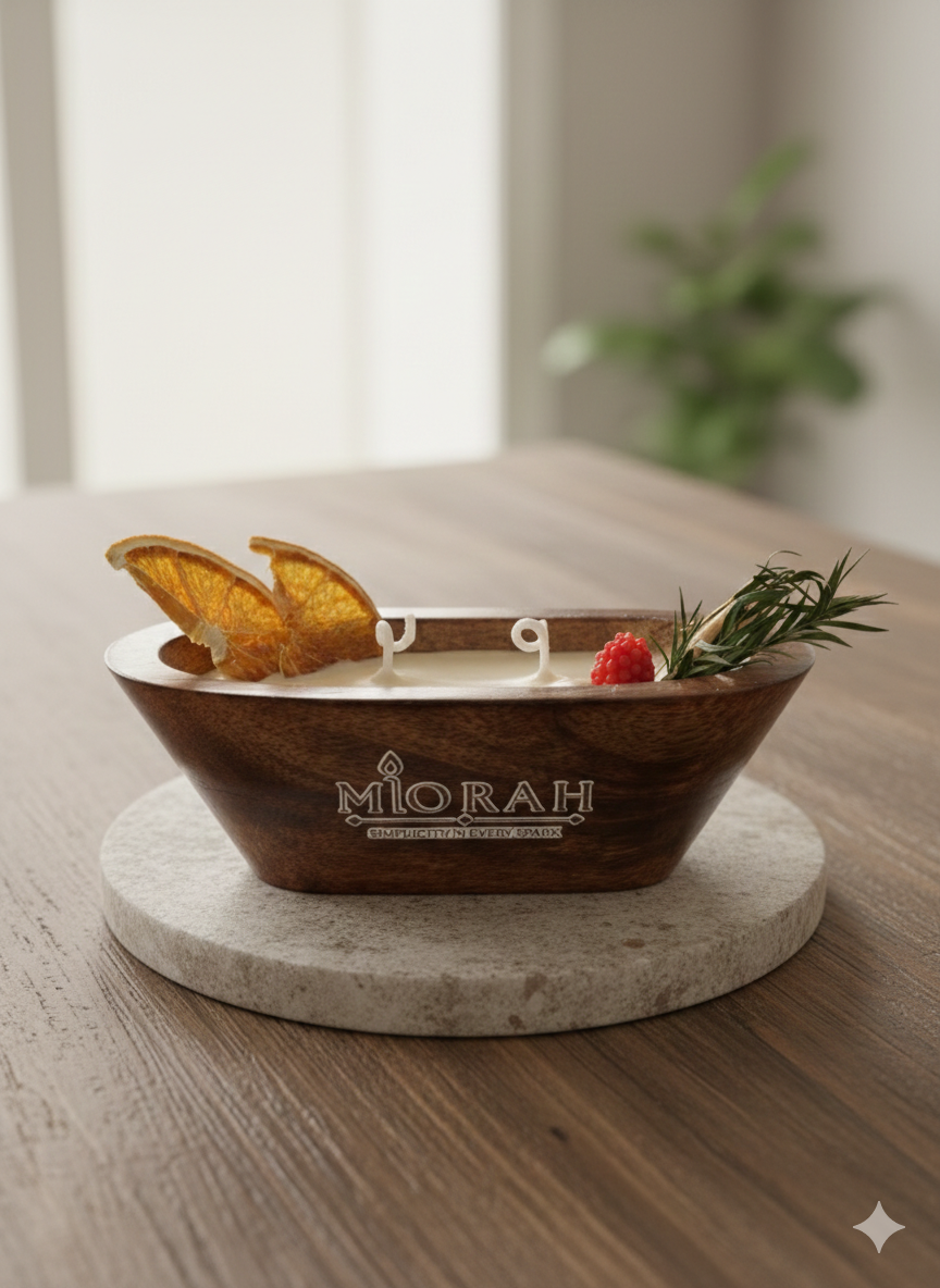 Boat wooden candle